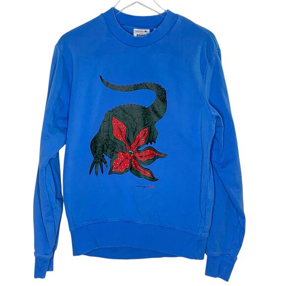 Lacoste x Netflix Stranger Things S Demogorgon Sweatshirt Blue Organic Cotton - Picture 2 of 12